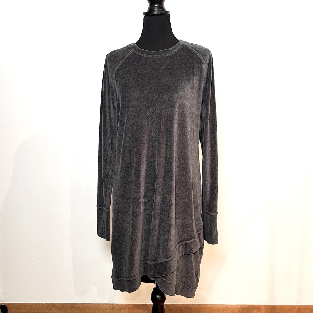 ATHLETA charcoal velour criss cross dress size large